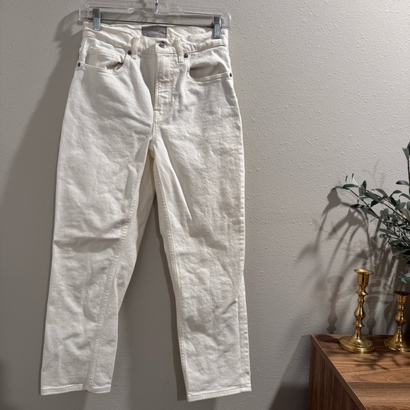 Everlane Women's Size 25 Crop White The Cheeky Ankle Straight High Waist Jeans - Picture 1 of 4